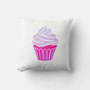 Glowing Neon Style Cupcake Illustration Cushion