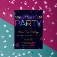 Glowing Neon Sweet Sixteen Party Gold