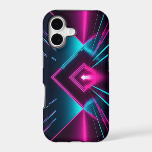 Glowing Neon Synthwave Cyberpunk Grid Floor