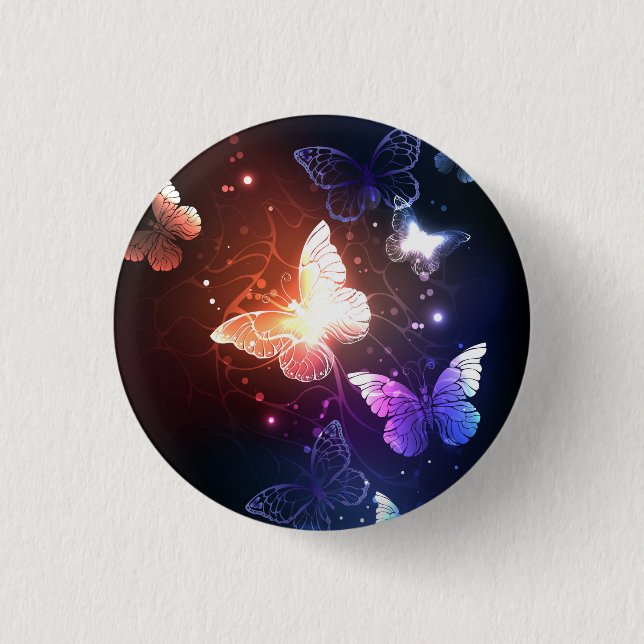 Glowing Night Butterflies 3 Cm Round Badge (Front)