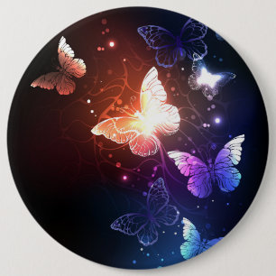 Glowing Night Butterflies 6 Cm Round Badge