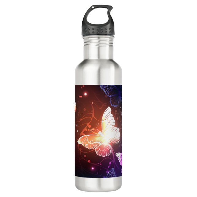 Glowing Night Butterflies 710 Ml Water Bottle (Front)