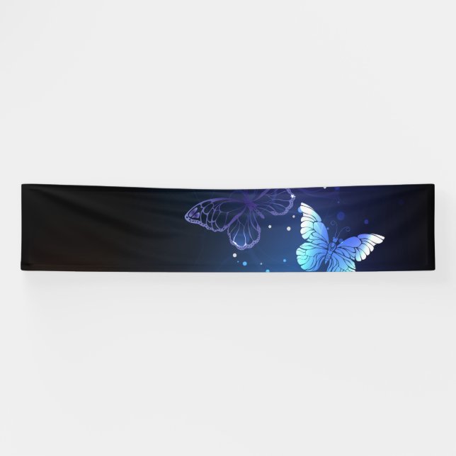 Glowing Night Butterflies Banner (Horizontal)