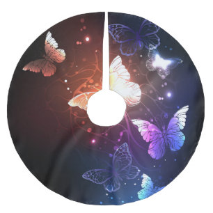 Glowing Night Butterflies Brushed Polyester Tree Skirt