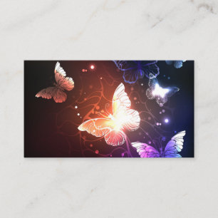 Glowing Night Butterflies Business Card