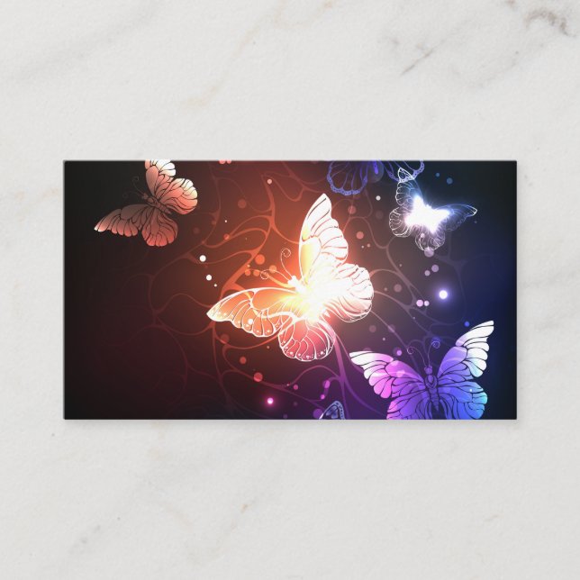 Glowing Night Butterflies Calling Card (Front)