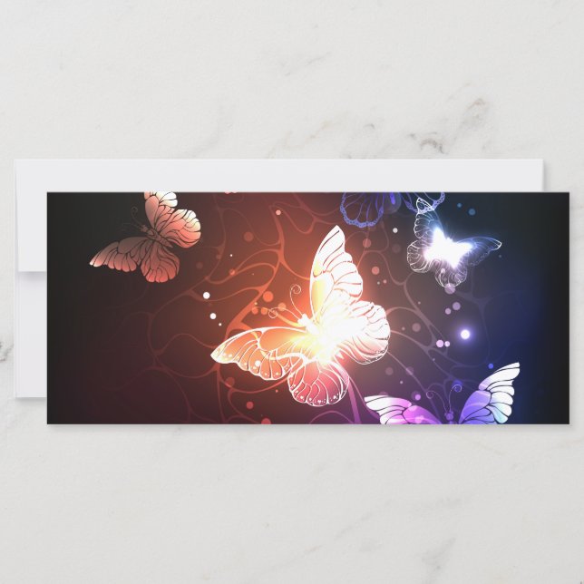 Glowing Night Butterflies Card (Front)