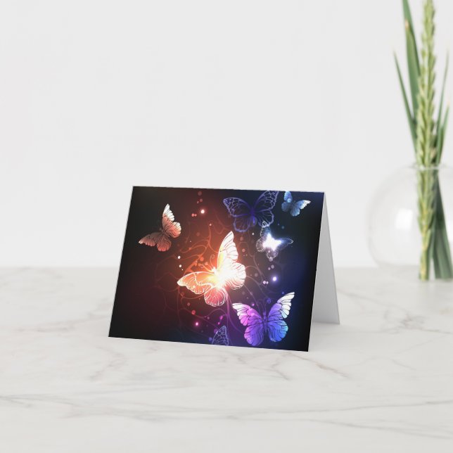 Glowing Night Butterflies Card (Front)