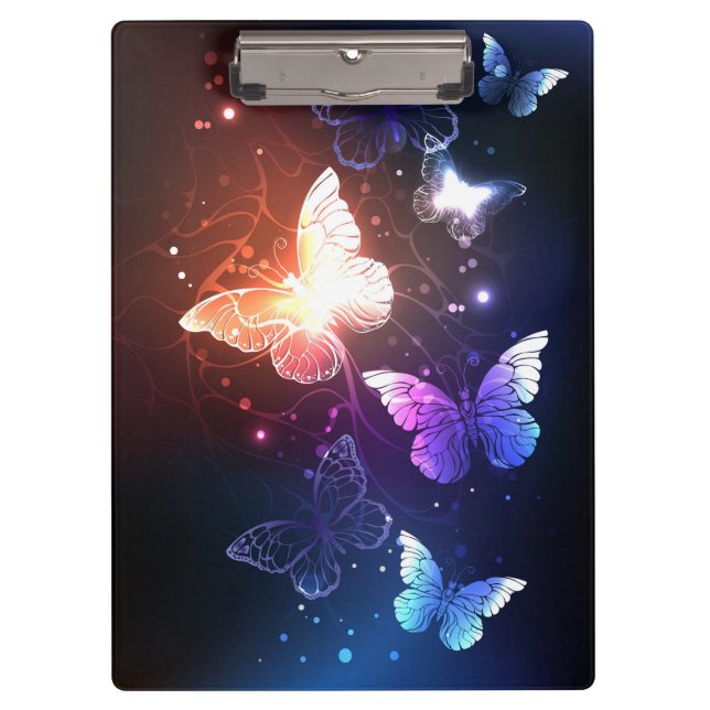 Glowing Night Butterflies Clipboard (Front)