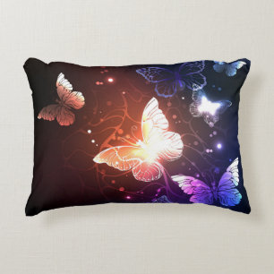 Glowing Night Butterflies Decorative Cushion