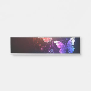 Glowing Night Butterflies Door Sign