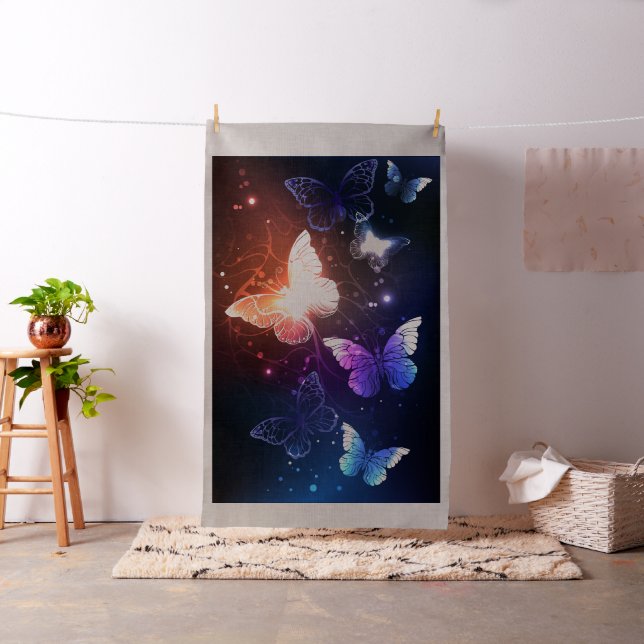 Glowing Night Butterflies Fabric (In Situ)
