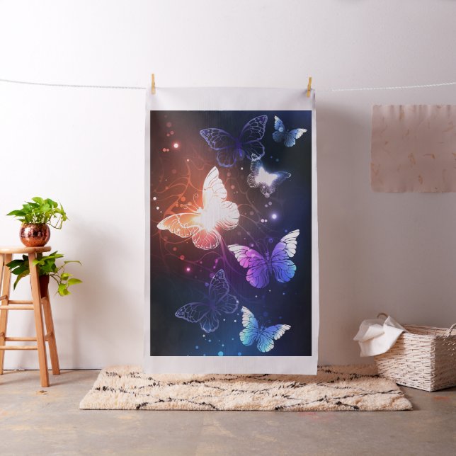Glowing Night Butterflies Fabric (In Situ)