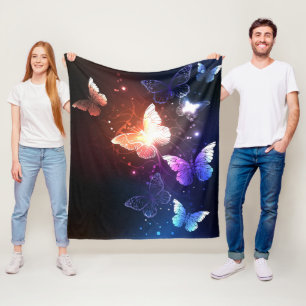 Glowing Night Butterflies Fleece Blanket