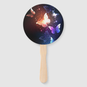 Glowing Night Butterflies Hand Fan
