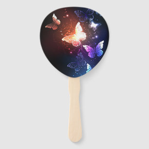 Glowing Night Butterflies Hand Fan