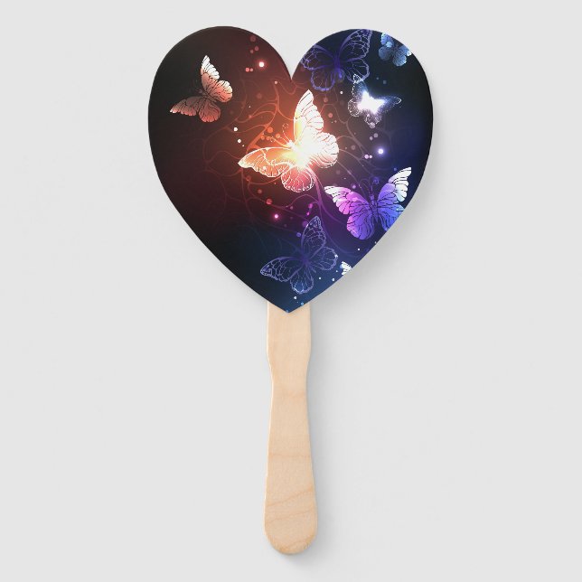 Glowing Night Butterflies Hand Fan (Front)