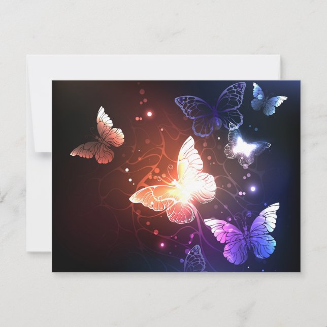 Glowing Night Butterflies Holiday Card (Front)