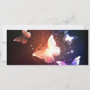 Glowing Night Butterflies Holiday Card