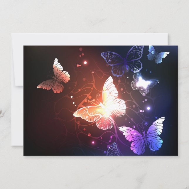 Glowing Night Butterflies Holiday Card (Front)