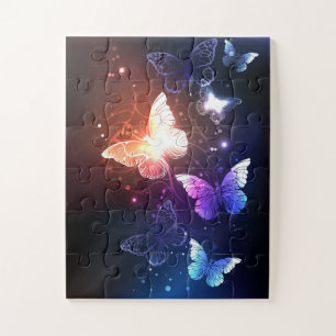 Glowing Night Butterflies Jigsaw Puzzle