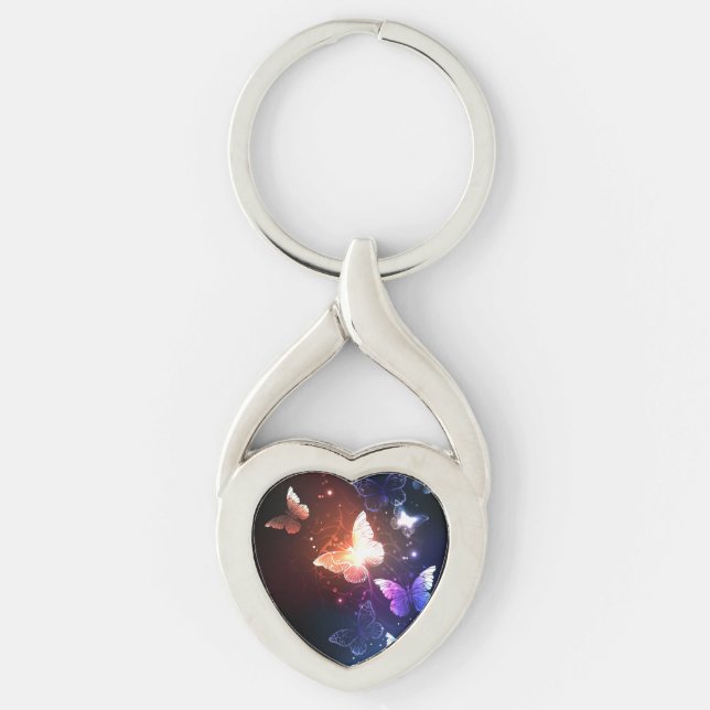 Glowing Night Butterflies Key Ring (Front)
