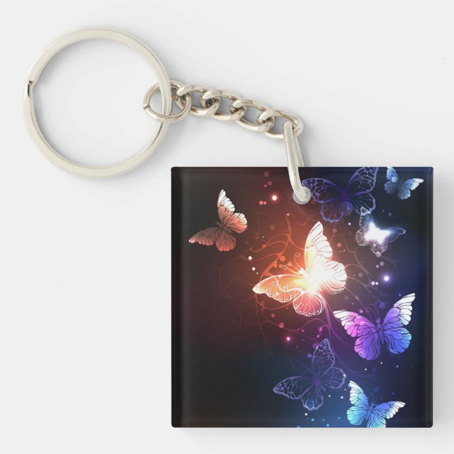 Glowing Night Butterflies Key Ring (Front)