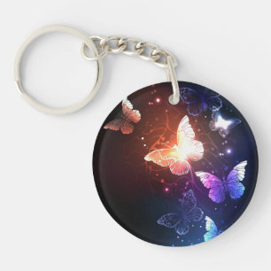Glowing Night Butterflies Key Ring