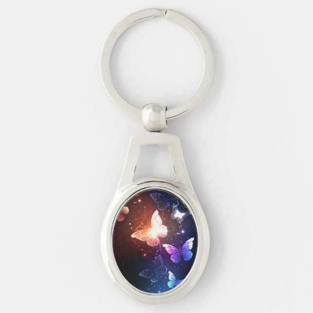 Glowing Night Butterflies Key Ring (Front)