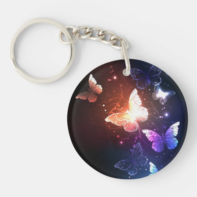 Glowing Night Butterflies Key Ring (Front)
