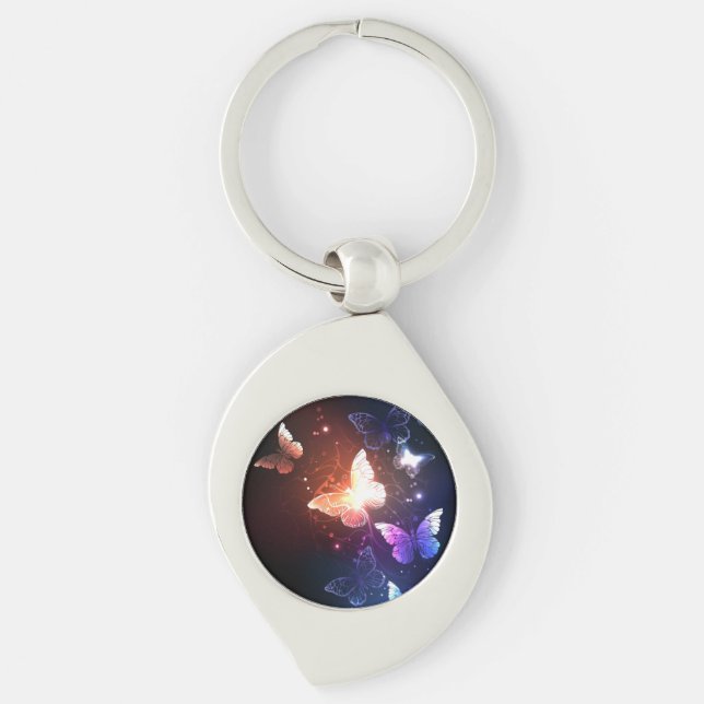 Glowing Night Butterflies Key Ring (Front)