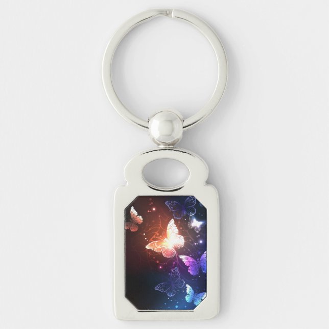 Glowing Night Butterflies Key Ring (Front)