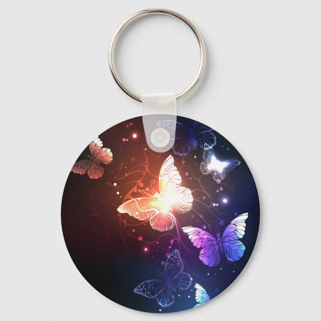 Glowing Night Butterflies Key Ring (Front)