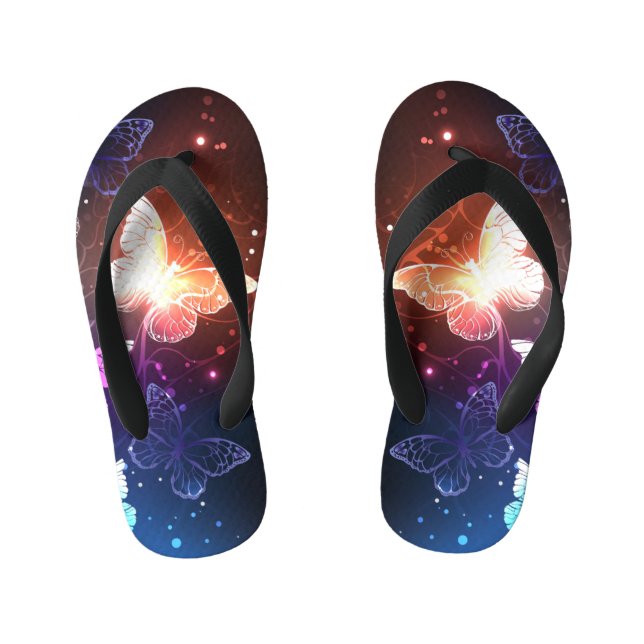 Glowing Night Butterflies Kid's Thongs (Footbed)