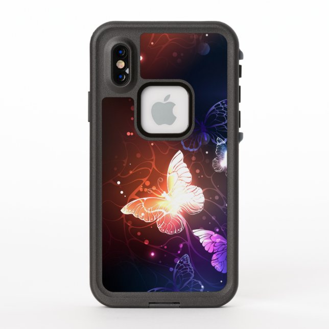 Glowing Night Butterflies LifeProof iPhone Case (Back)