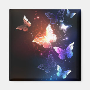 Glowing Night Butterflies Magnet
