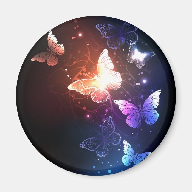 Glowing Night Butterflies Magnet (Front)
