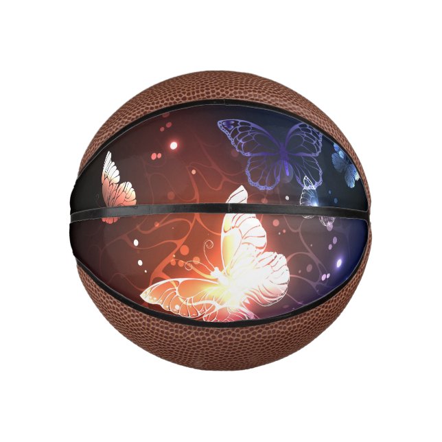 Glowing Night Butterflies Mini Basketball (Front)