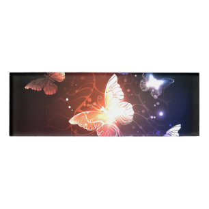 Glowing Night Butterflies Name Tag