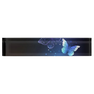 Glowing Night Butterflies Nameplate