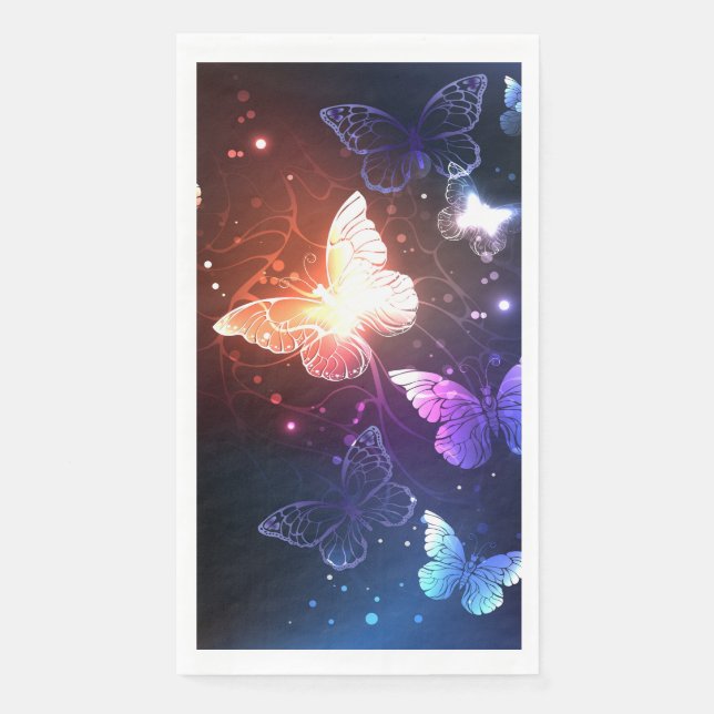Glowing Night Butterflies Napkin (Front)