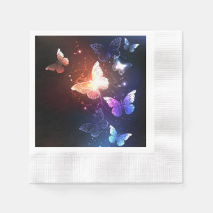 Glowing Night Butterflies Napkin