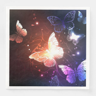 Glowing Night Butterflies Napkin