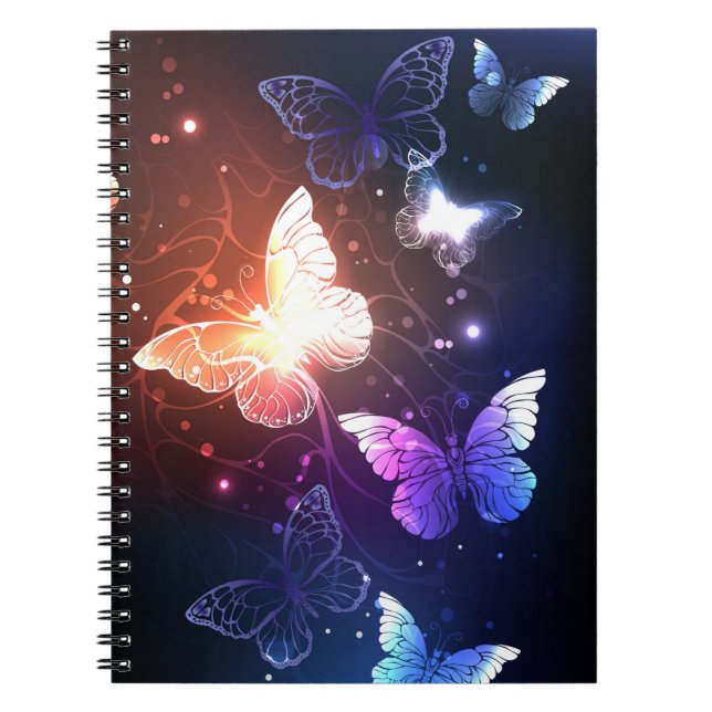 Glowing Night Butterflies Notebook (Front)