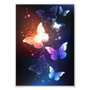 Glowing Night Butterflies Photo Print