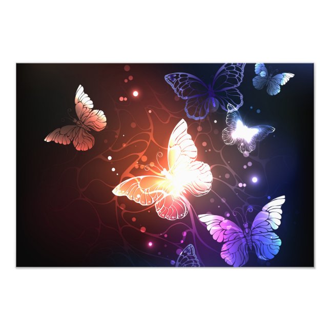 Glowing Night Butterflies Photo Print (Front)