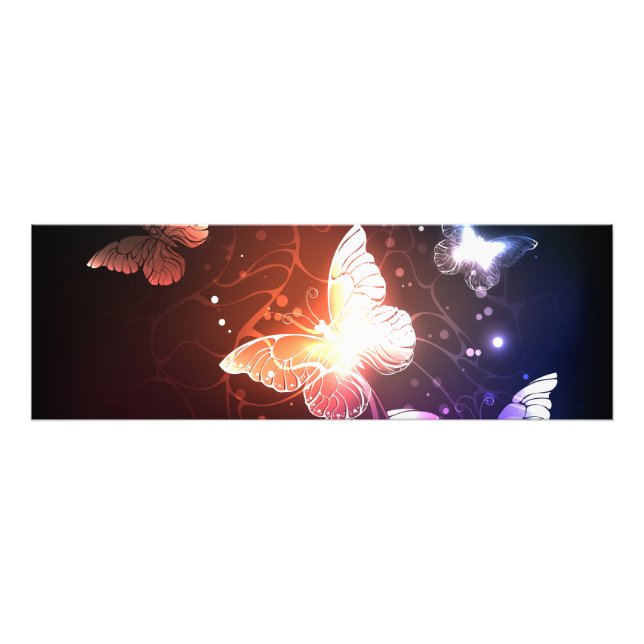 Glowing Night Butterflies Photo Print (Front)