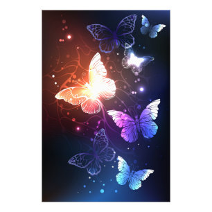 Glowing Night Butterflies Photo Print