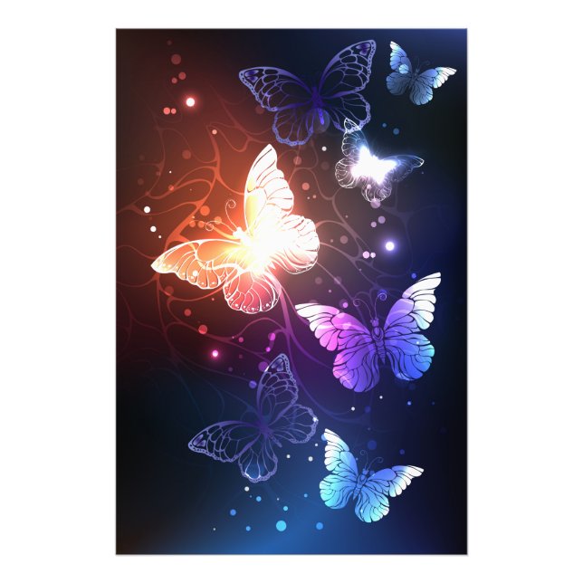 Glowing Night Butterflies Photo Print (Front)