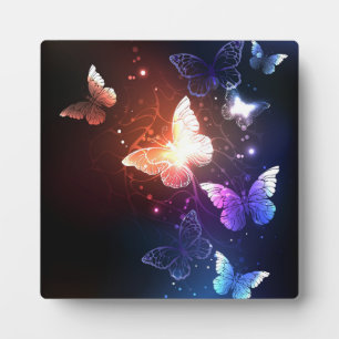 Glowing Night Butterflies Plaque